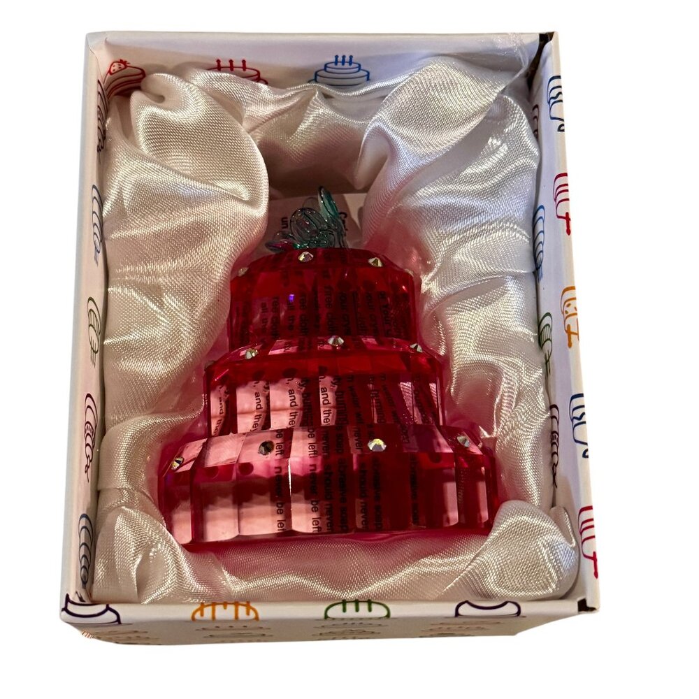 New in Box Simon Design Decorative Pink Crystal 3 Tier Cake with Blue Fl… - Picture 6 of 8
